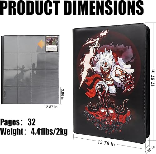 Miniatura 9 de Carpeta de tarjetas coleccionables para juego de cartas de una pieza, 9 bolsillos con 50 fundas de hasta 900 tarjetas TCG de una pieza, bolsa de