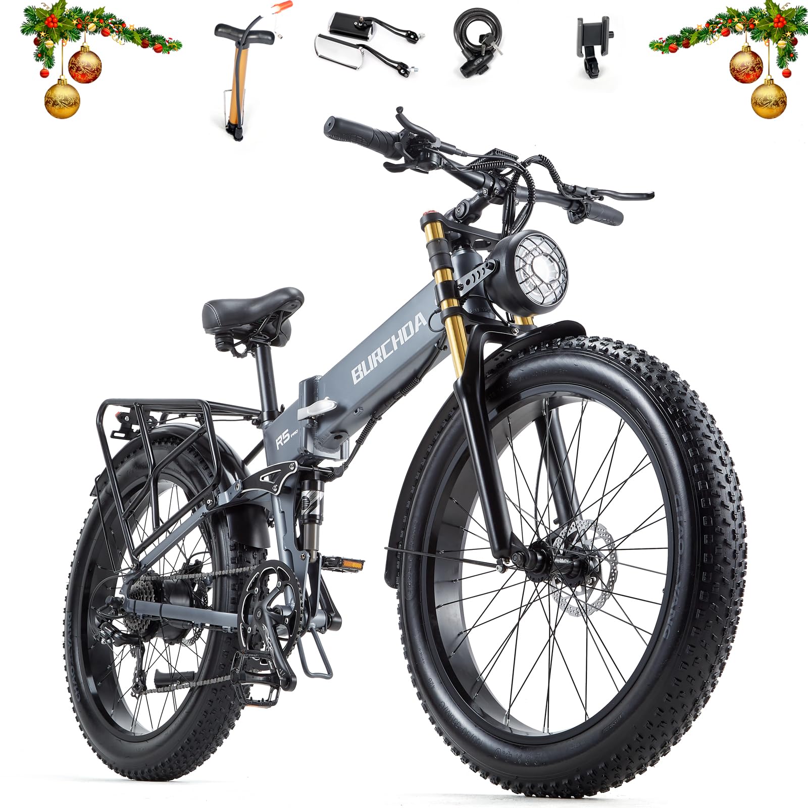 BIGUODIR 1000W/2000W Dual Motor Electric Bike for Adults Women Men, 26'' Fat Tire Electric Bicycle, 48V 30AH 30MPH Full Suspension Ebike, 120Miles Long Range Snow Off Road Commuter Mountain E-Bike