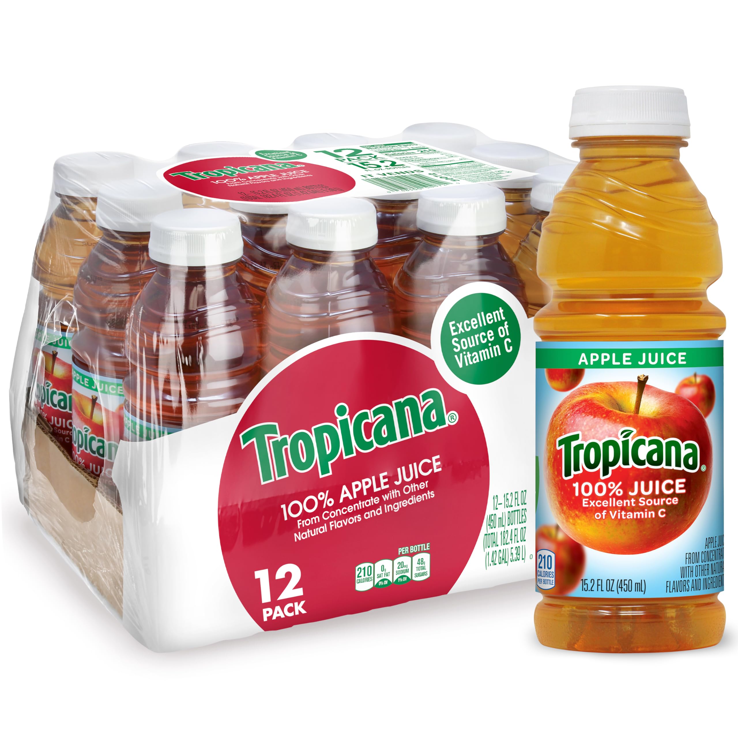 Amazon.com: Tropicana 100% Juice Apple (Pack of 12) | Real Fruit