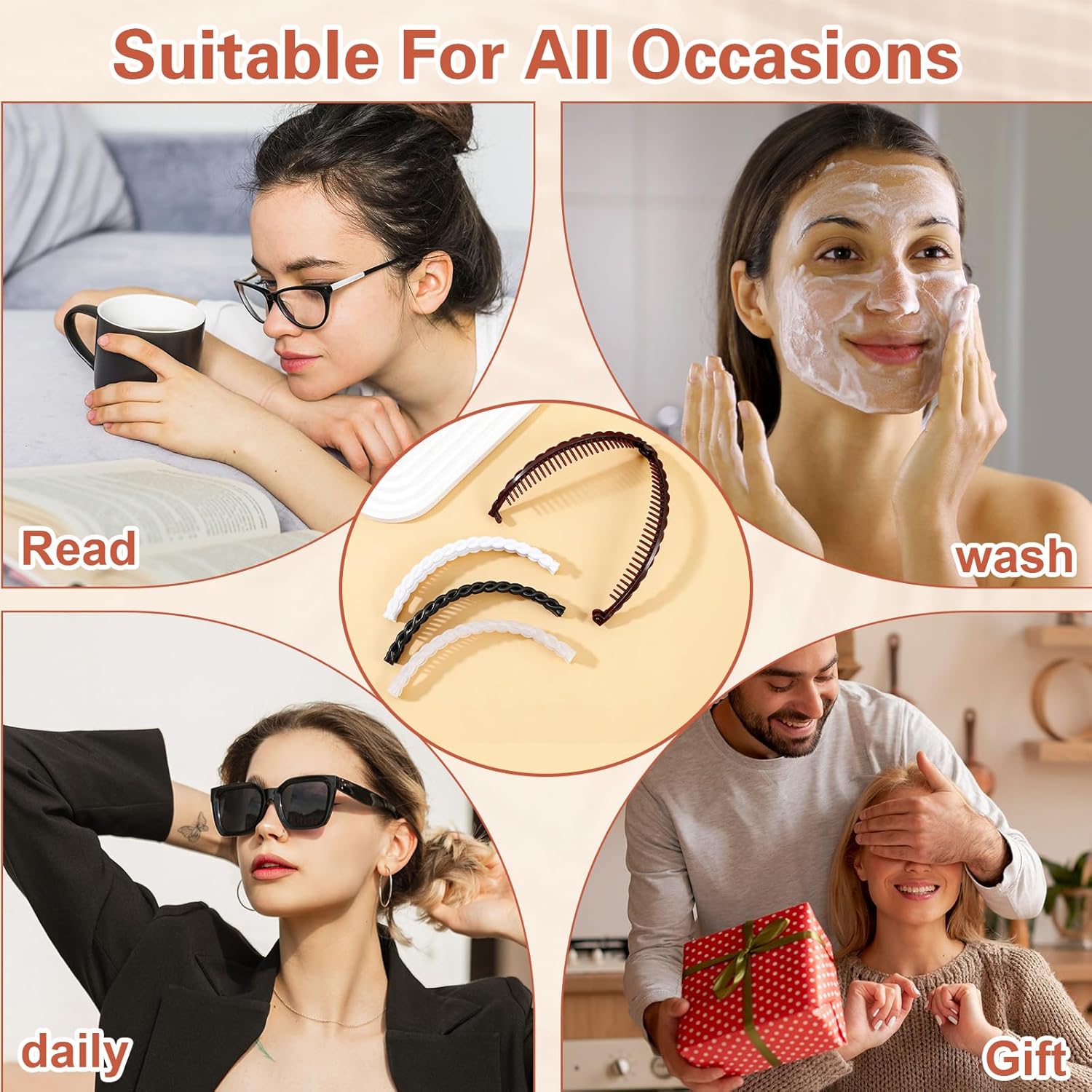 4 Pcs Banana Hair Clips, Non-Slip Hair-Claws with Double Combs, Vintage Banana Clips for Women Thick Curly Hair, Ponytail Holder Styling Accessories - Image 6