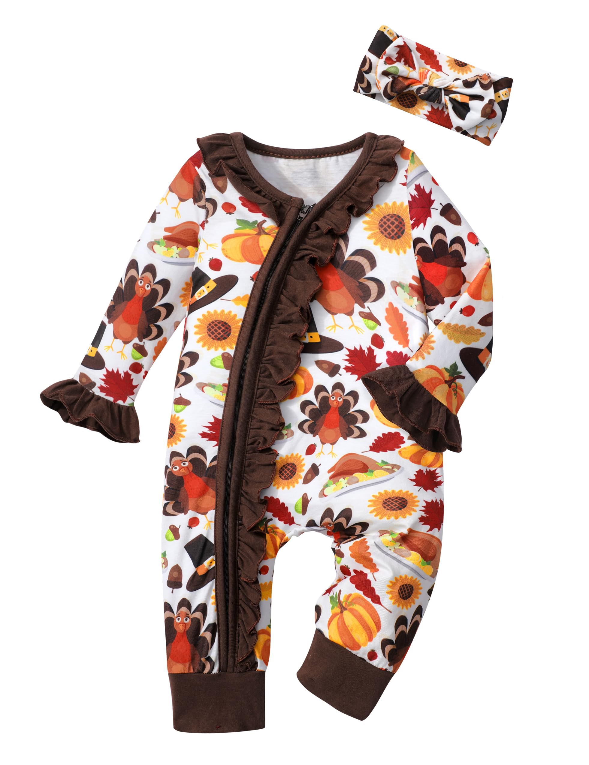 Von Kilizo Zip Closure Romper with Headband
