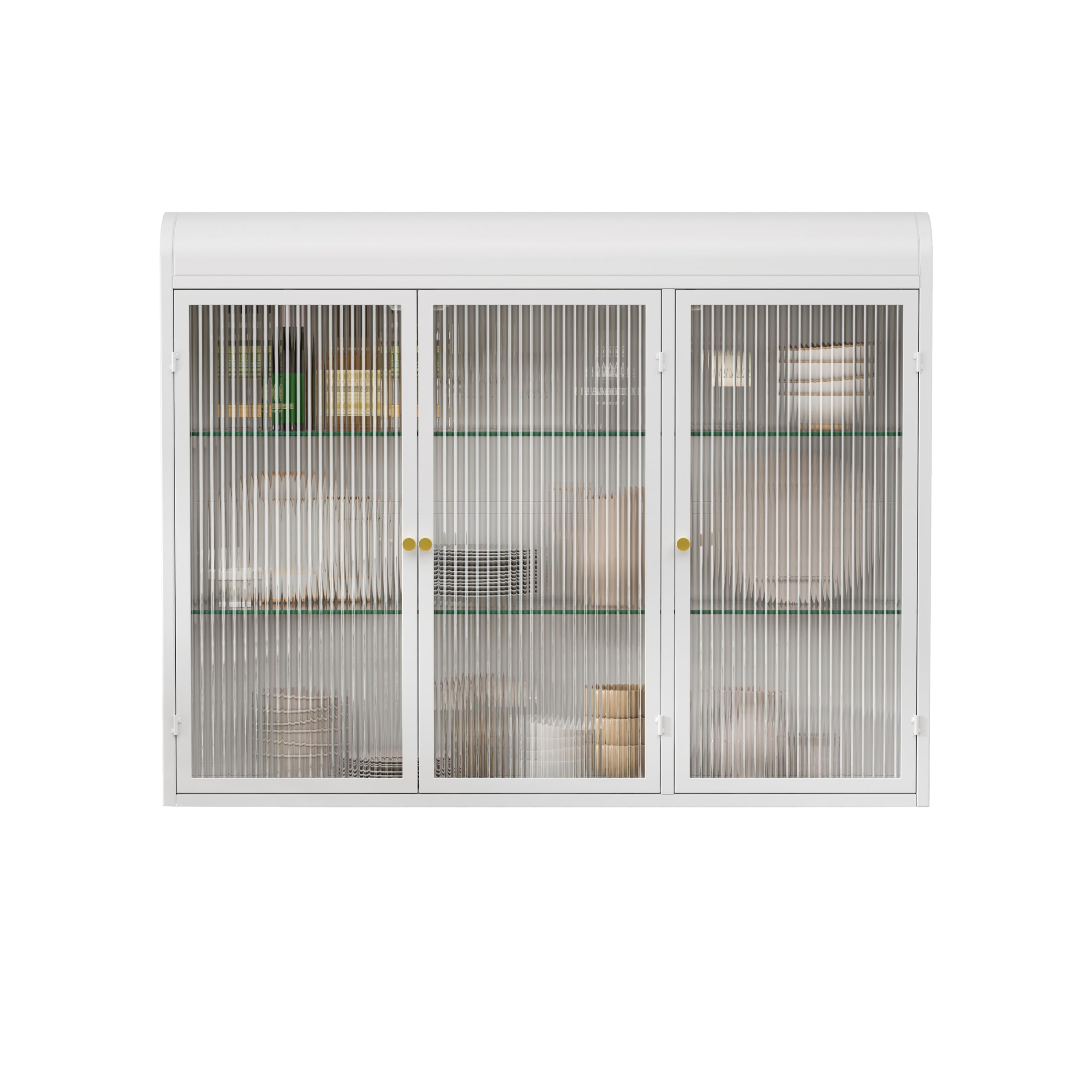 Cabinet in vetro a 3 porte, con montaggio a parete, per la casa e il bagno (bianco)