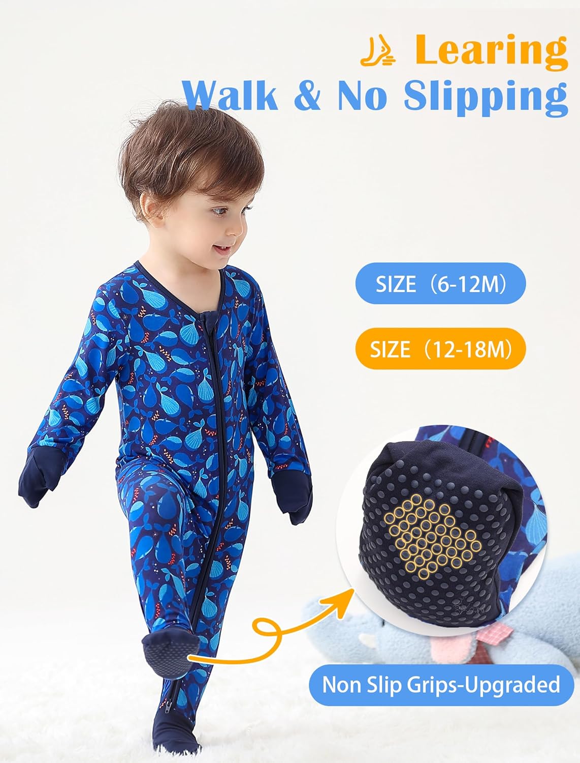 JunNeng Viscose from Bamboo Baby Boy Sleeper with Mitten Cuffs, Footless Soft Zippy Pajamas, Sleep N' Play Romper 0-18 Months - Image 5