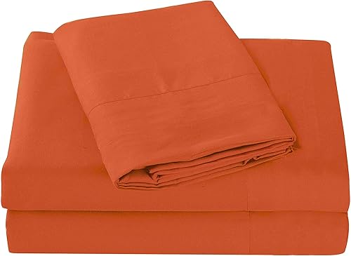 Miniatura 6 de Super Soft 1800 Series - Juego de sábanas de microfibra de tacto de algodón de 4 piezas (naranja, tamaño King)