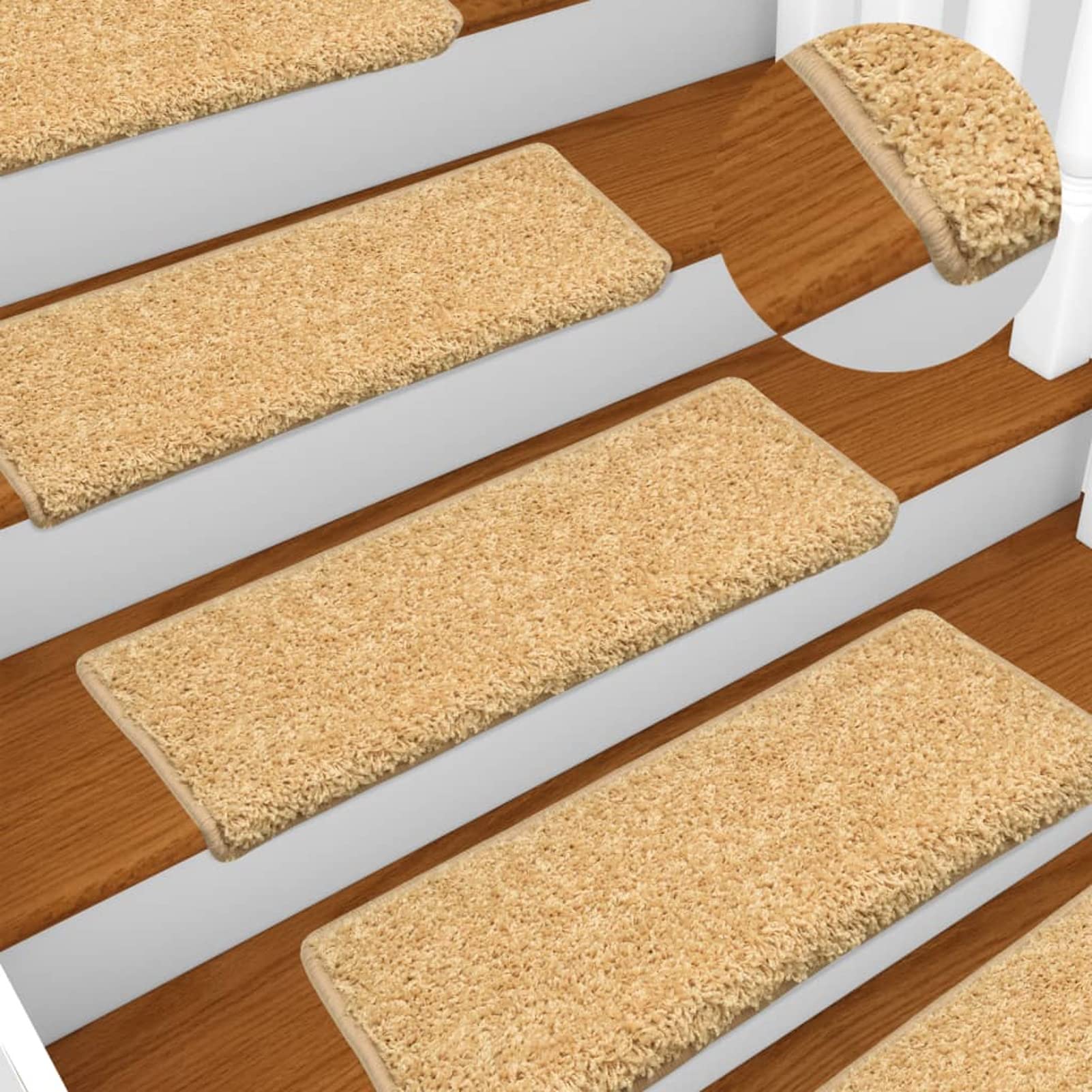 Leepesx Tappetini per Scale 10 pz 65x25 cm Beige,Tappetini per Scale,Tappetini per Scale Antiscivolo,Tappetini Autoadesivi per Scale