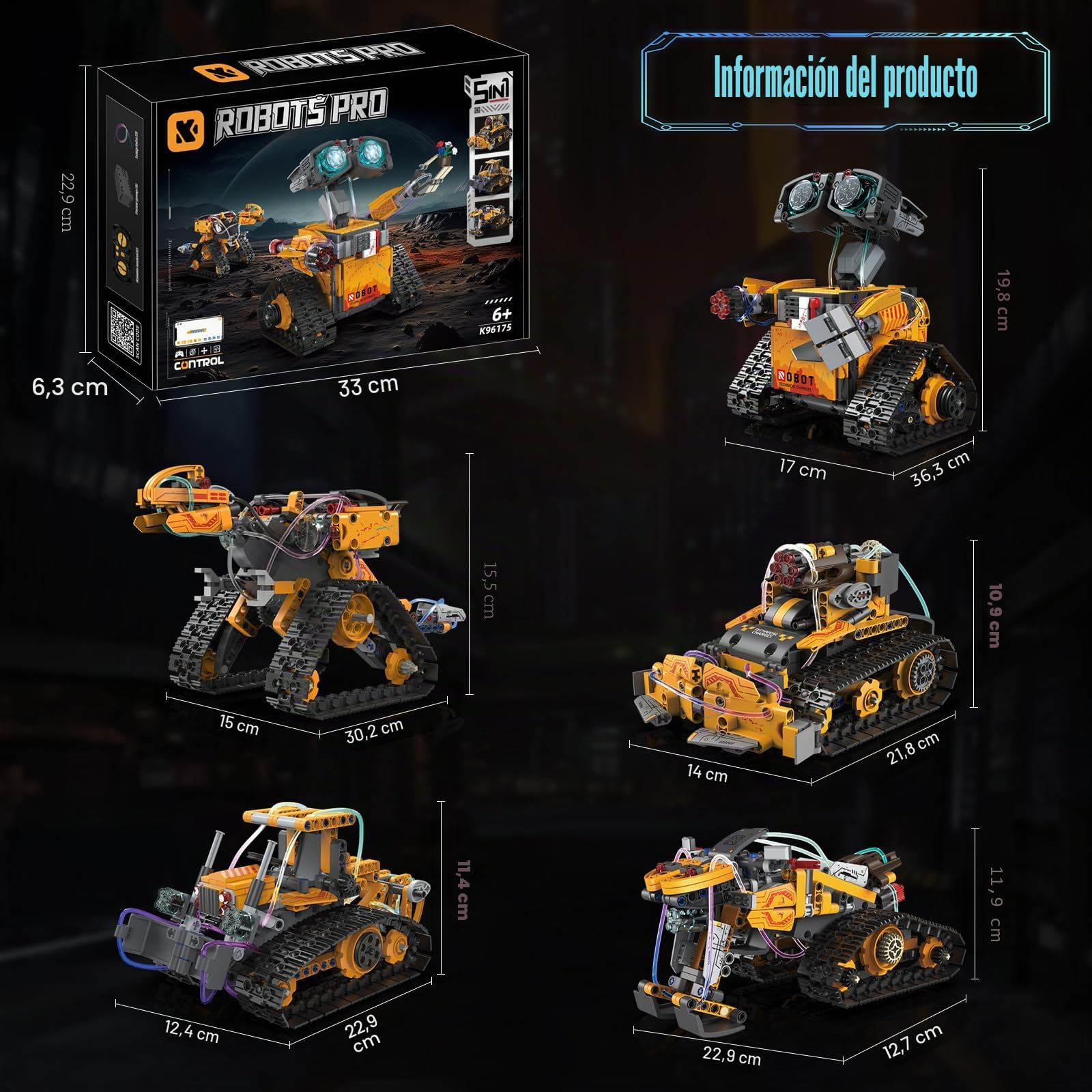 5 en 1 Technic Robot para Niños de 6 a 12 Años, Kit de construcción de Robots programable Stem con App y Control Remoto Juguetes Robóticos para niños y niñas de 6, 7, 8 a 12