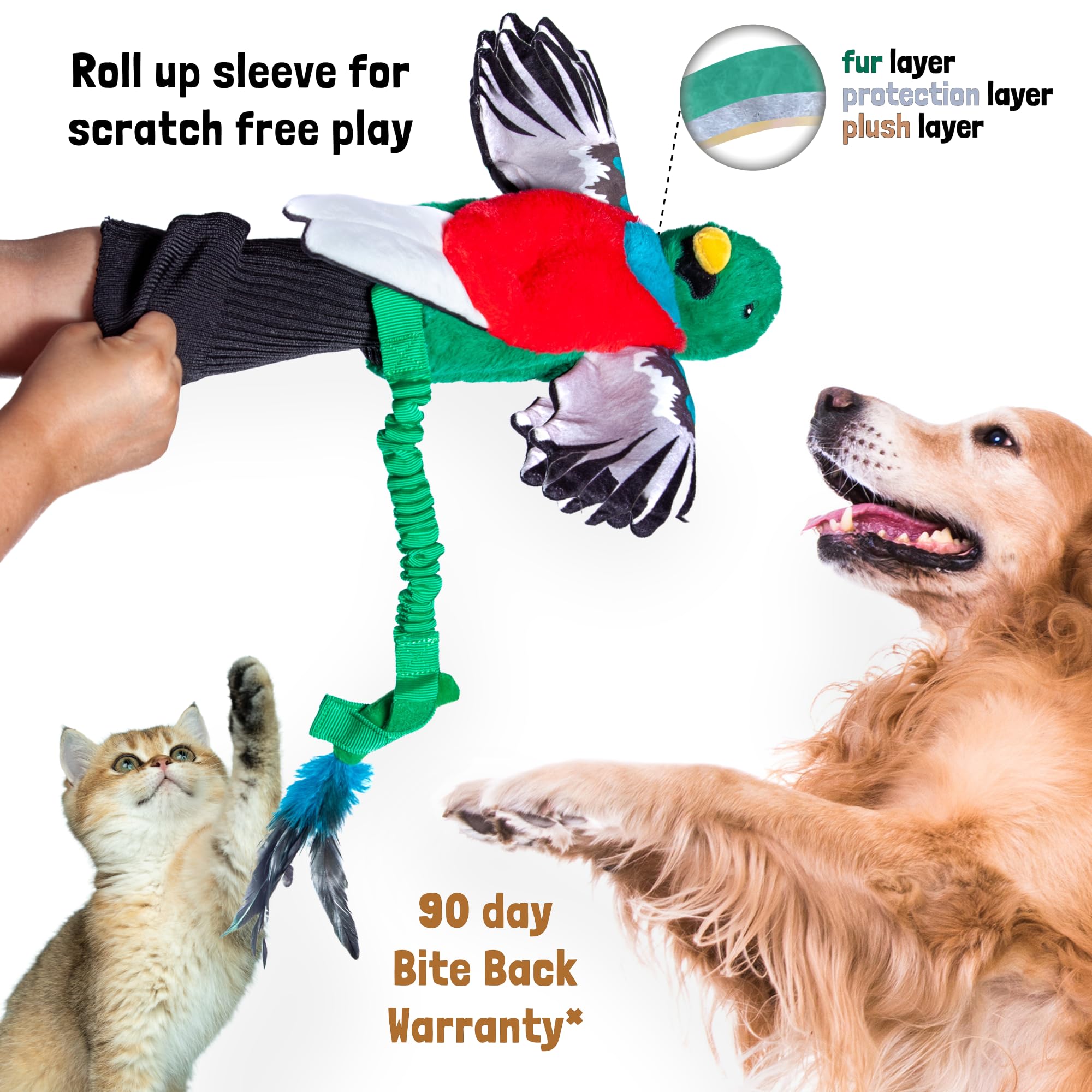 Milunova Pupr Pals - Marioneta de juguete de lucha libre para gatos y perros con acolchado resistente para un juego interactivo seguro, protección para evitar que los cachorros muerdan las manos; para