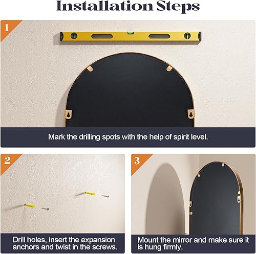 Miniatura 8 de Espejo ovalado dorado de longitud completa para baño, espejo de latón antiguo con cuentas de 16 x 48 pulgadas para decoración de pared, espejos de