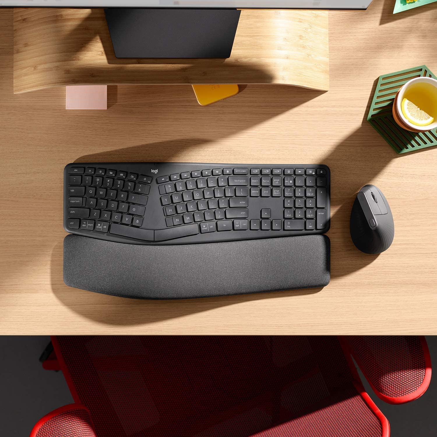 Logitech, ERGO K860 et MX Vertical, Ensemble clavier et souris sans fil ergonomiques, rechargeable, Bluetooth ou USB, soutien du poignet, compatible ordinateurs portables/PC/Windows/Mac