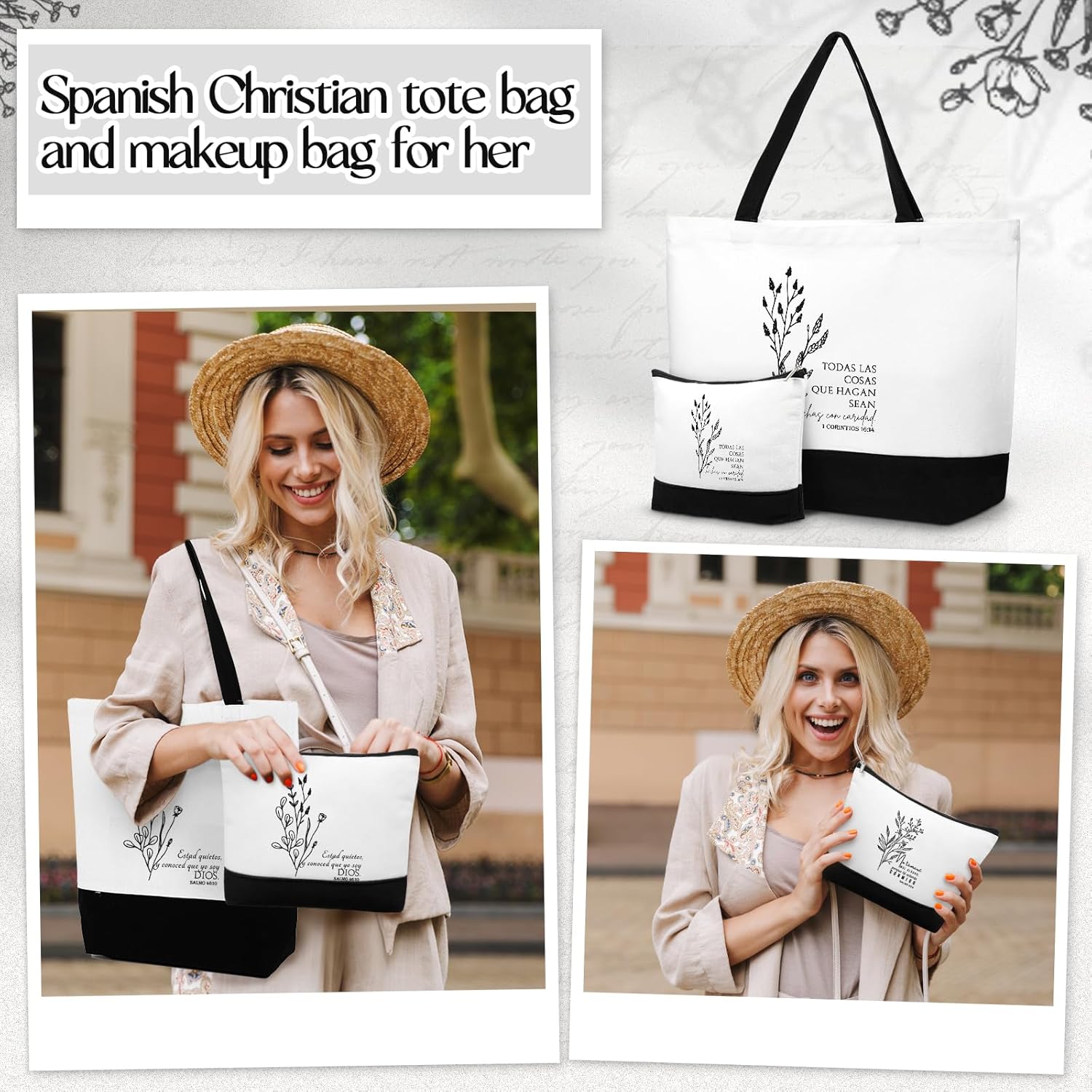 Abbylike 20 Pcs Christian Easter Gift Bags Set Faith Inspirational Tote Bag Religious Makeup Bag Gifts for Wife Mom Women