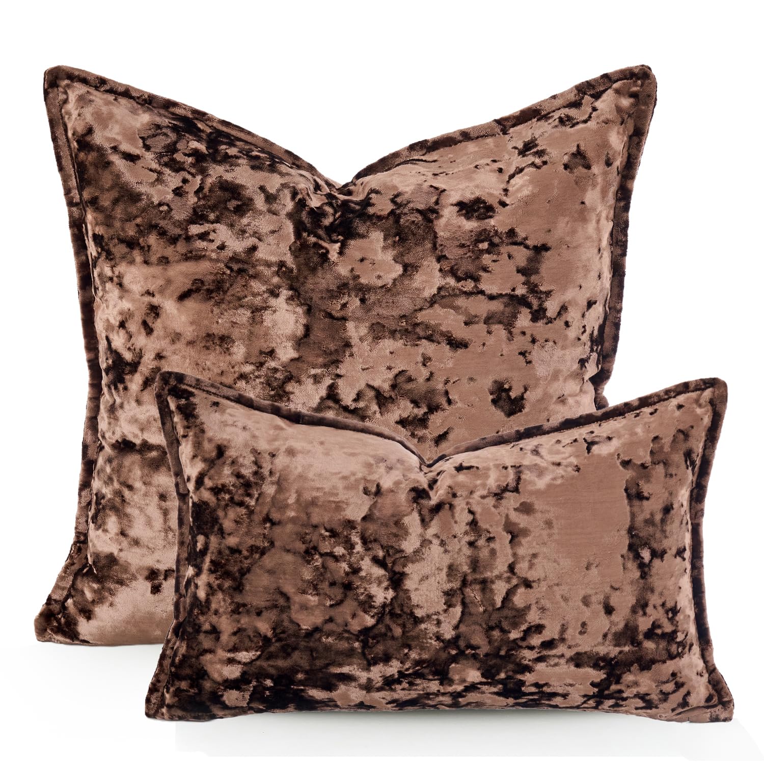 Yonous Premium Series, Crushed Velvet Cushion Covers, Luxury Thick Throw Pillow for Home Decor Dark Brown, 18 x 18 Inch / 45 x 45 cm - Image 2