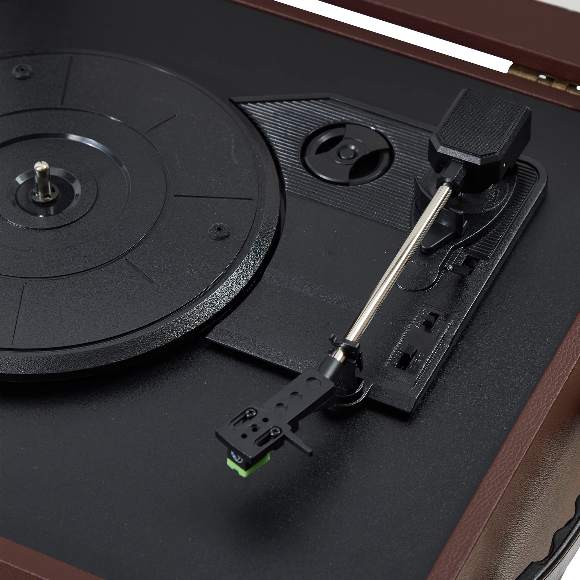 ANGELS HORN Giradischi Vinile Bluetooth | Giradischi Hi-Fi a 2 velocità con altoparlanti integrati | Include preamplificatore Phono & Cartuccia magnetica AT-3600L | Edizione classica nera