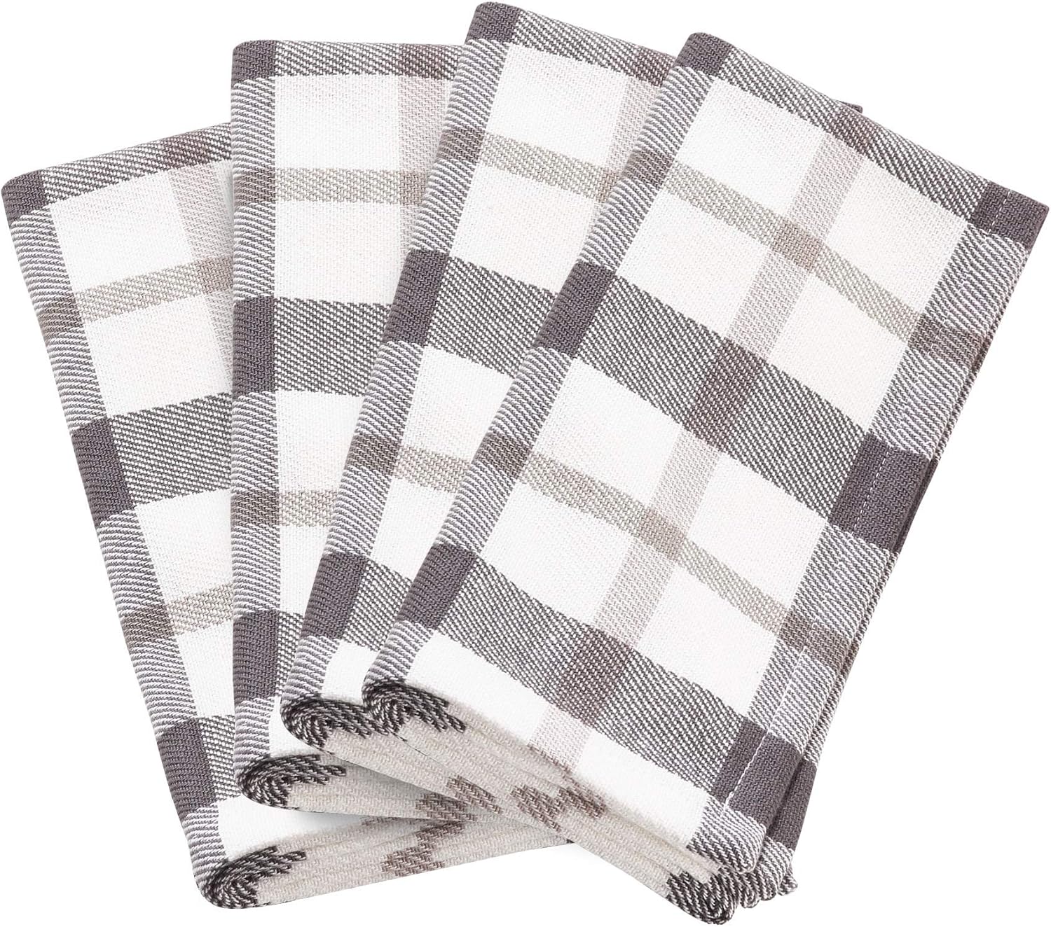 SARO LIFESTYLE Yuri Collection Plaid Design Cotton Napkin (Set of 4), 20", Grey