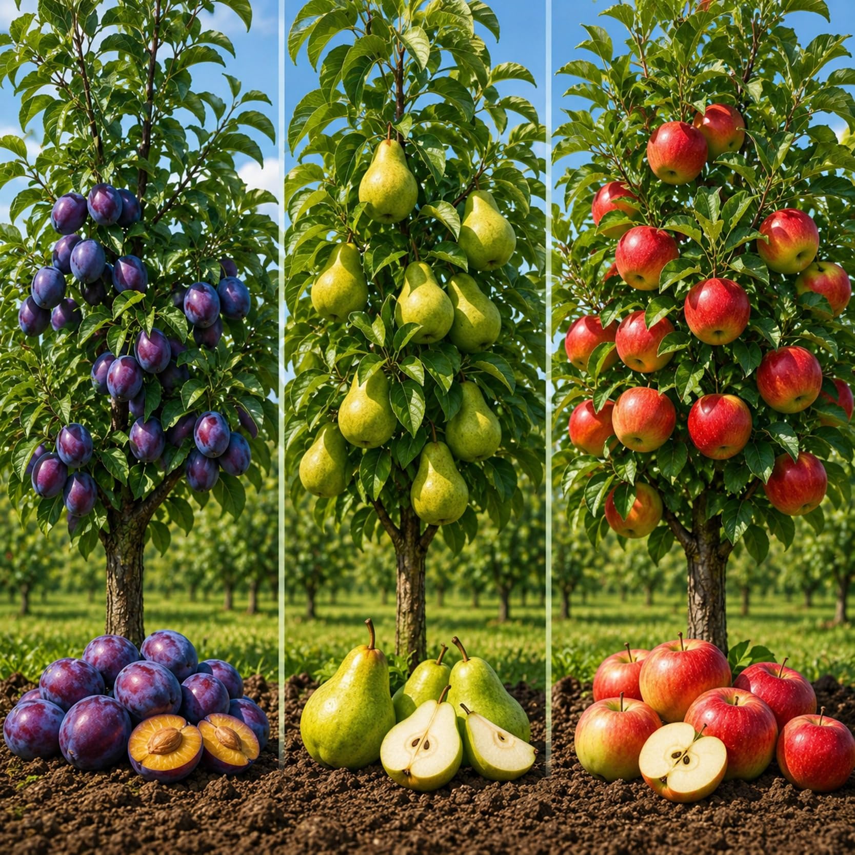 Apple, Plum & Pear Trees 3-Pack
