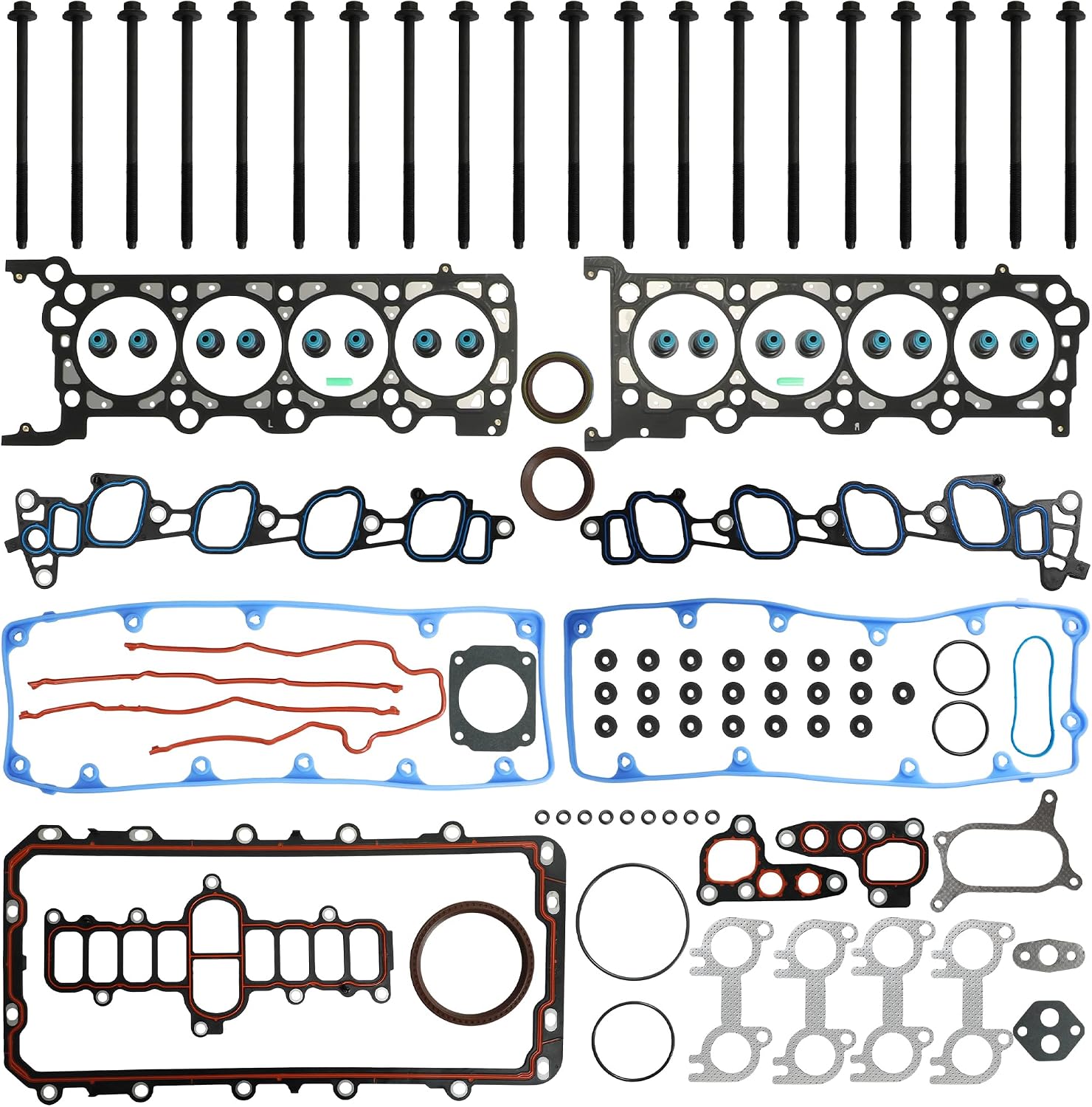 4.6 Full Head Gasket Set w/Cylinder Head Bolts Fit for 2002 Ford E-150 Econoline Club Wagon 4.6L V8 SOHC 16V HS9790PT-17 CS9790-4 ES72798