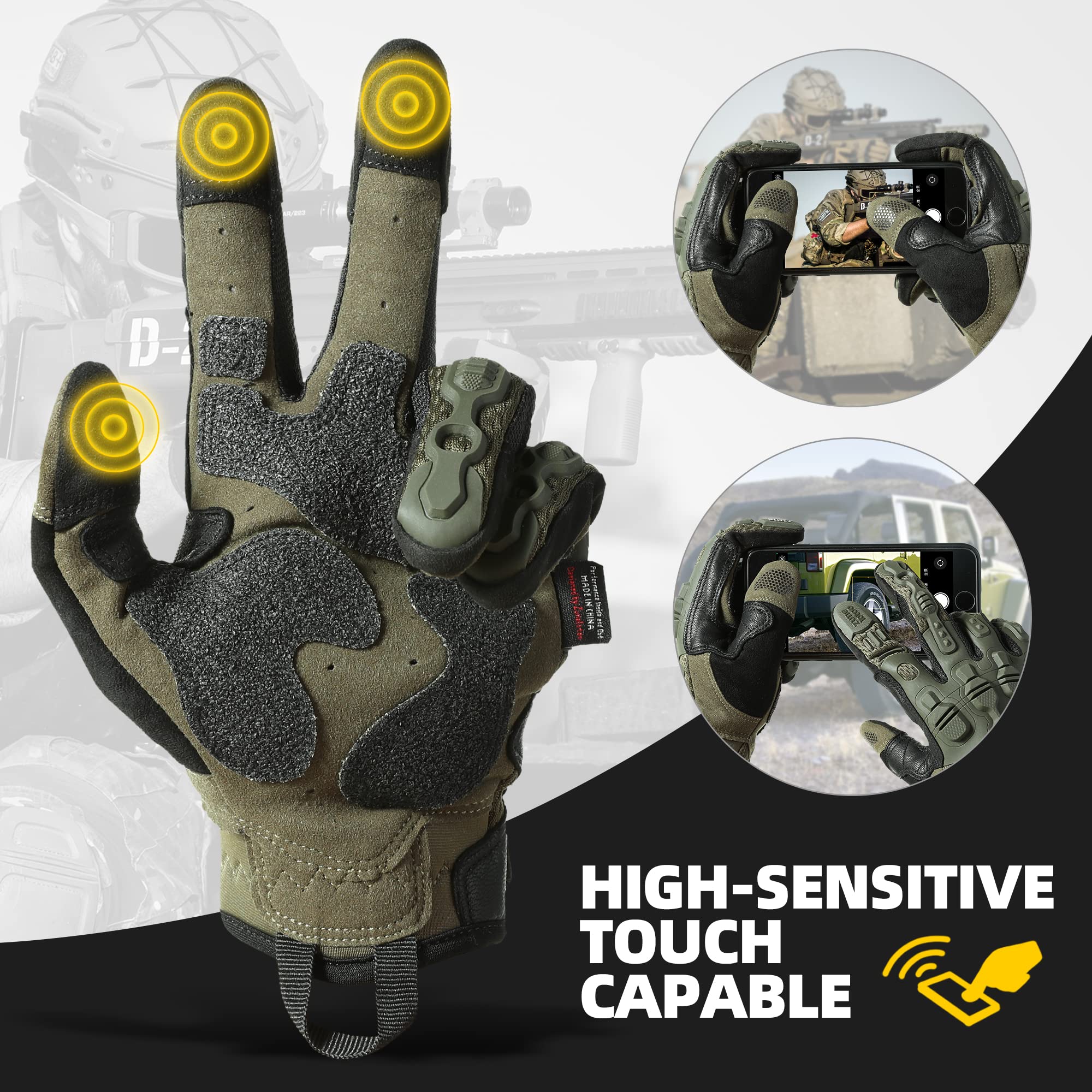 Zune Lotoo Gants Tactique Militaire, Gants Moto Respirants Compatibles avec Écran Tactile pour Homme Femme, Gants Kevlar Airsoft Militaire Anti Coupure pour Paintball Airsoft Motocross Randonné