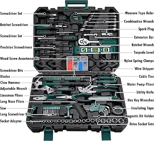 Miniatura 2 de CARTMAN Juego de herramientas de 238 piezas con llave de vaso y herramientas de reparación de automóviles, kit mixto de herramientas manuales para