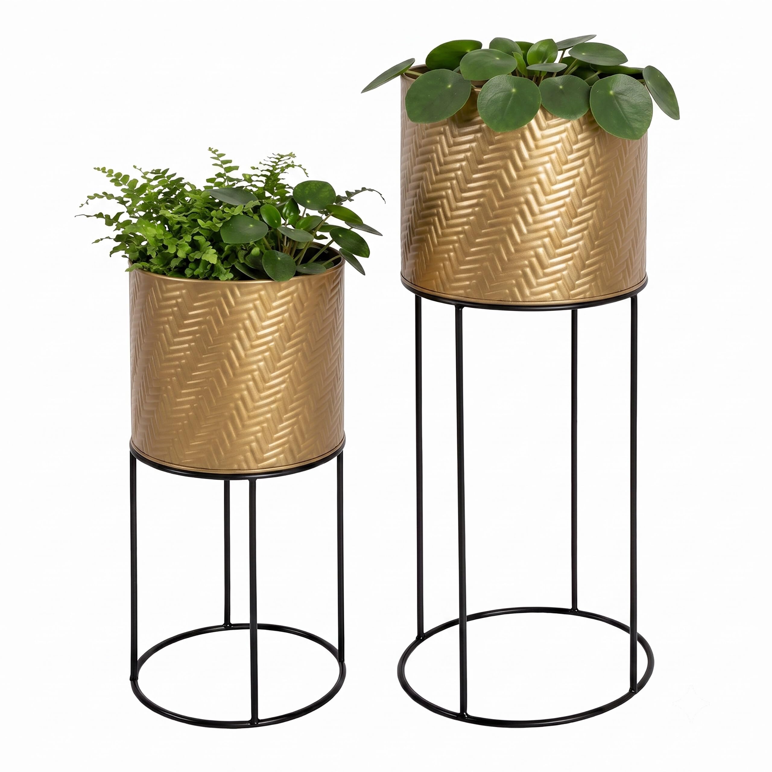 Soportes redondos de metal Relaxdays con acabado dorado
