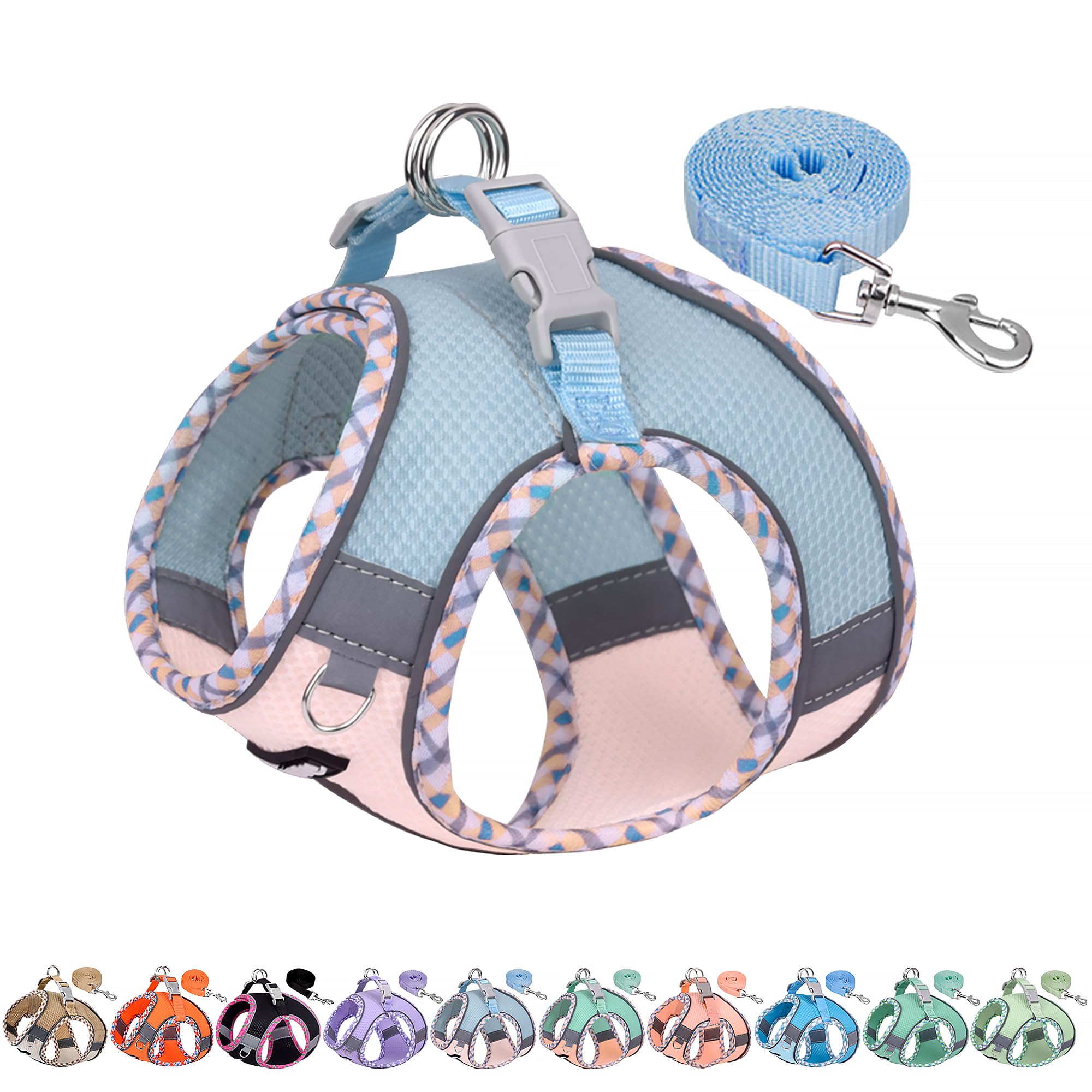 AIITLE Tiny Dog Harness, Lightweight Mesh Step-in Vest for Puppy Reflective & Escape-Proof Design with High-Stick Magic Tape