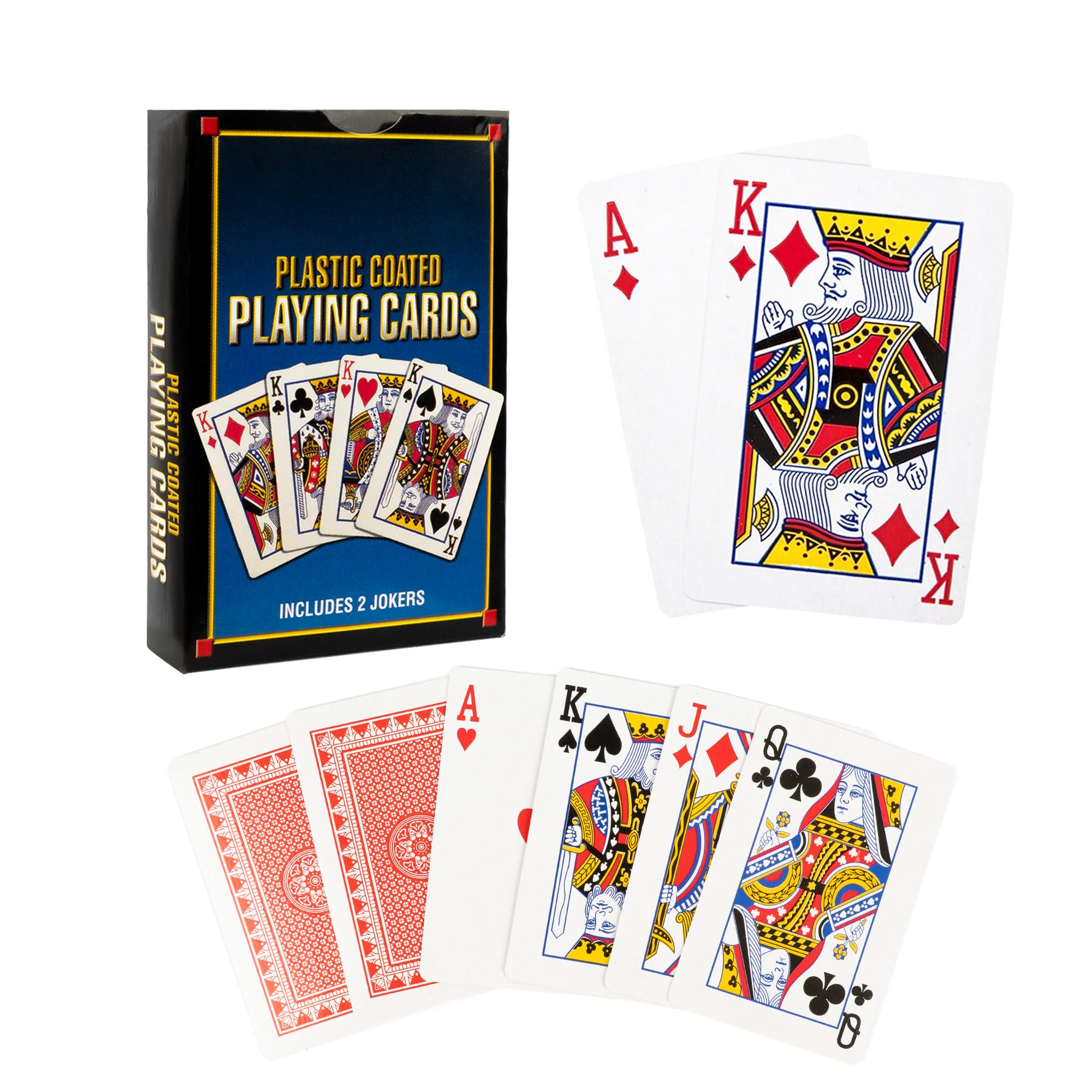 Professional Standard Plastic Coated Poker Size Playing Cards, 52 Card Deck + 2 Jokers, Ideal for Poker Nights, Parties and Family Games