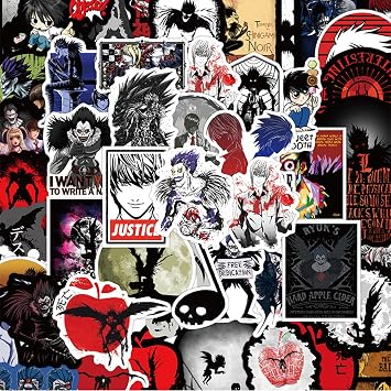 50PCS Death Note Water Bottle Stickers for Kids, Cute Stickers for Water Bottles, Vinyl Waterproof Aesthetic Laptop Sticker Pack Classroom Prizes Skateboard for Kids Teens Girls Students Yellow