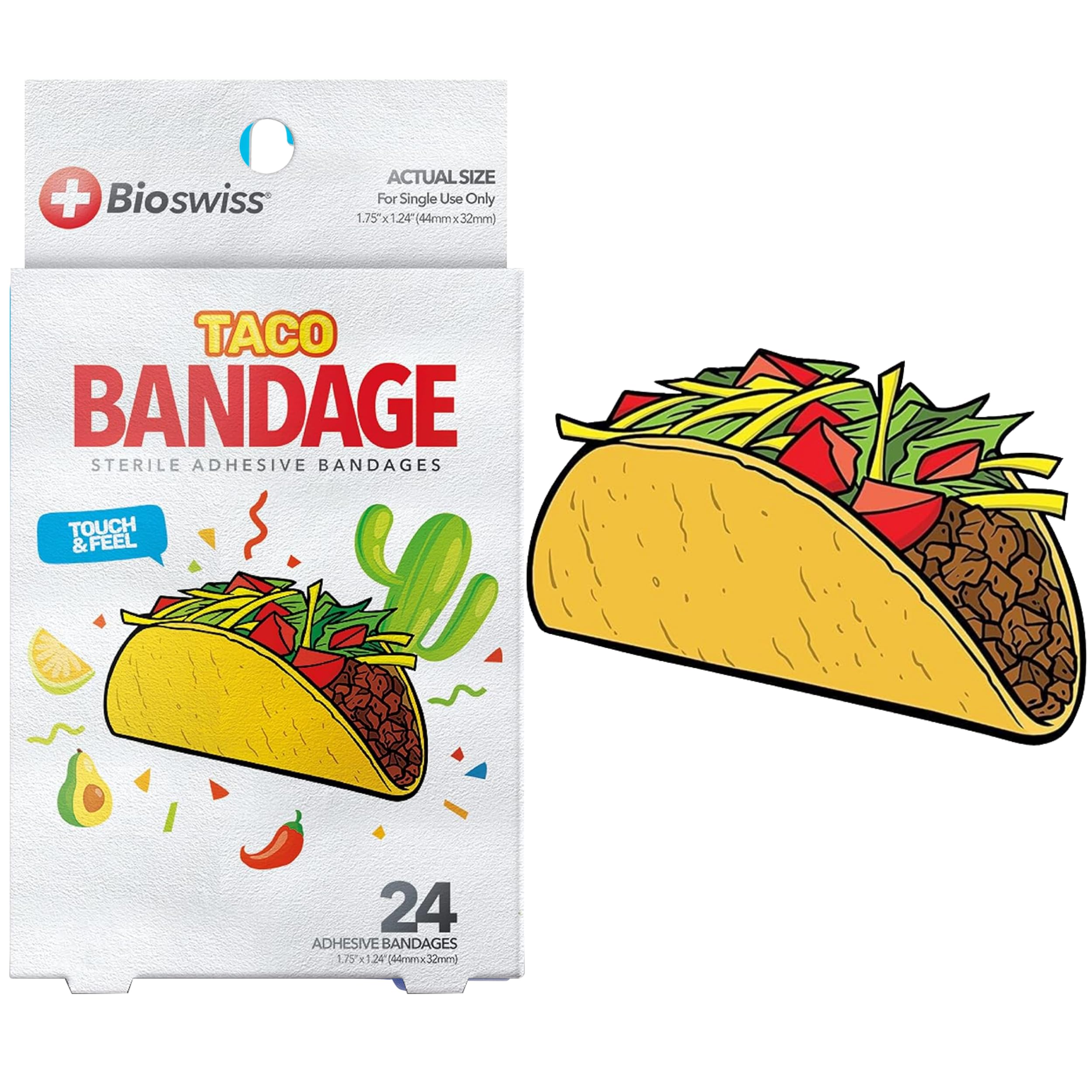 BioSwiss Bandages, Taco Shaped Self Adhesive Bandage Set, Latex Free, Sterile Wound Care, 24 Count
