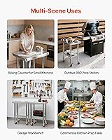 Vista 8 de VEVOR Mesa de Acero Inoxidable, Mesa de Trabajo de Preparación de Alimentos de 24 x 18 Pulgadas con Ruedas, Mesa de Preparación de Cocina