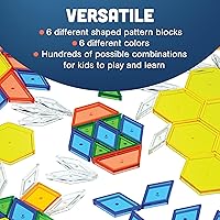 Vista 5 de Constructive Playthings Translucent Pattern Blocks, Light Table Manipulatives, STEM Toys, Sensory Play, Create, Build and Design, Color Exploration
