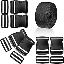 WXJ13 1.5 Inches Plastic Quick Release Buckles Flat Shape Buckles and Tri-Glide Slides with 5 Yards 1.5 Inches Wide Polypro Webbing for DIY Strap Making - coolthings.us