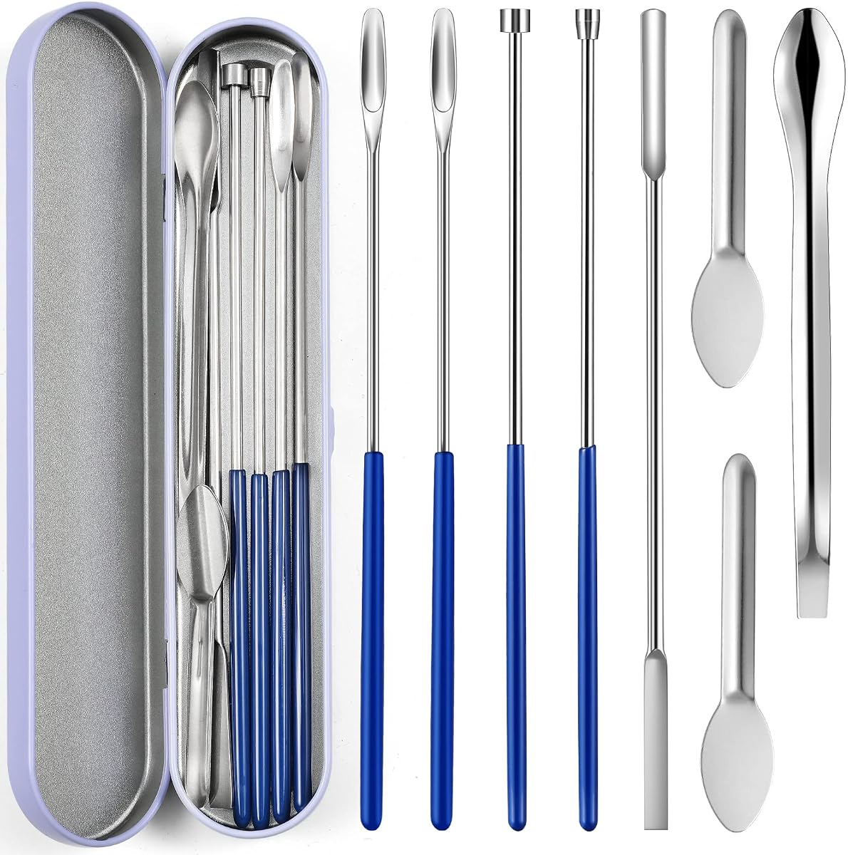 8 Piece Capsule Filling Machine Kits for Empty Pill Capsules Filler, Home & Lab Supplies - Micro Tiny Spoon Spatula, Lab Scoop Filling Tray, Herb Powder Tamper Tool, Gel Capsules Size #000 00 0 1 2 3