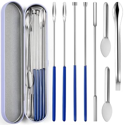 8 Piece Capsule Filling Machine Kits for Empty Pill Capsules Filler, Home & Lab Supplies - Micro Tiny Spoon Spatula, Lab Scoop Filling Tray, Herb Powder Tamper Tool, Gel Capsules Size #000 00 0 1 2 3