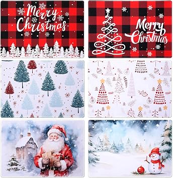 Billbotk Christmas Placemats Set of 6, Non-Slip Place Mats for Dining Table and Christmas Decorations