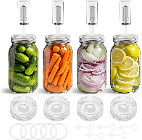 Fermentation Kit for Wide Mouth Mason Jars with Weights, Lids, Airlocks, and Gro