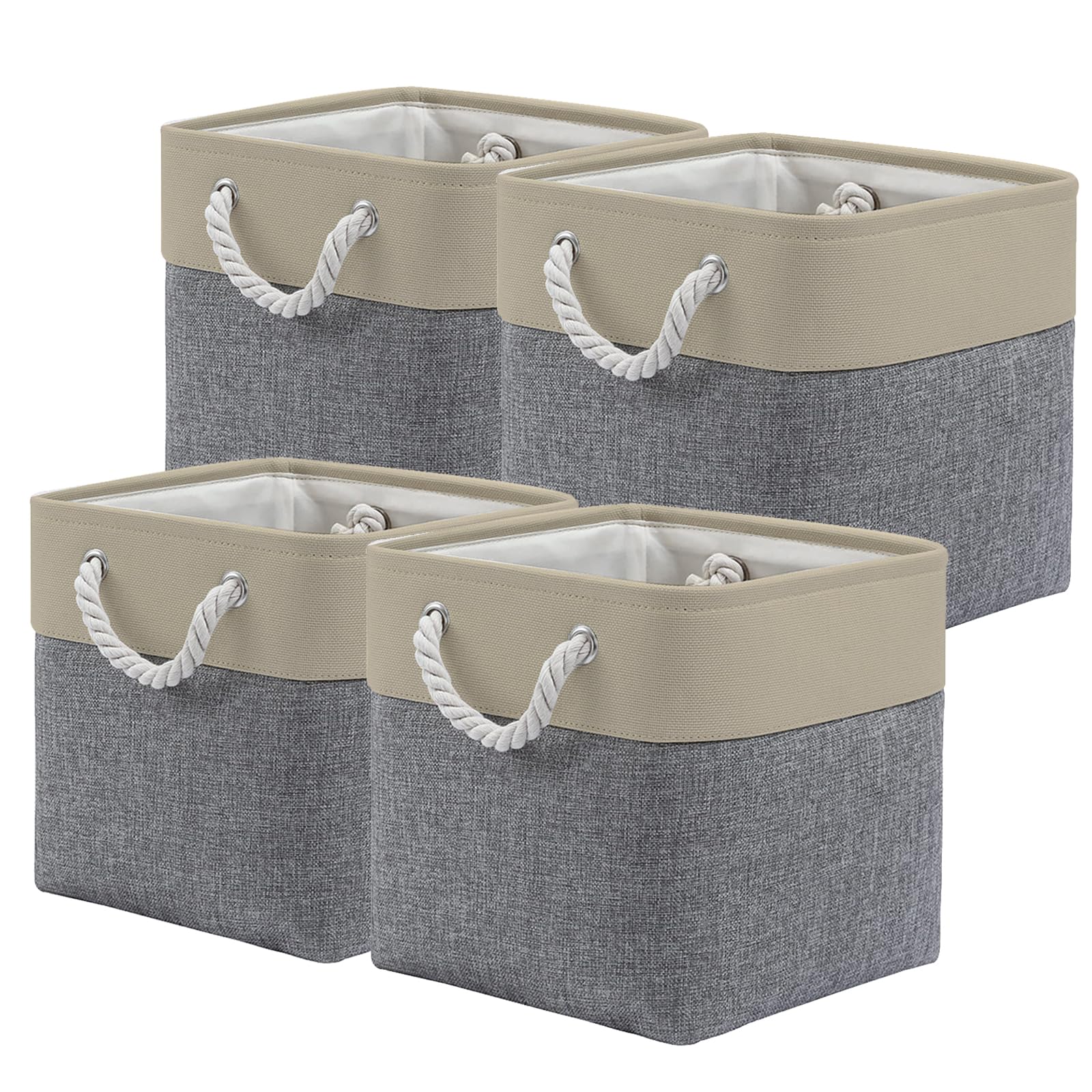 Yrohgkpn C Of 4 Fabri Storage Bins With Rope Handles Lothes And Bedding Organizers Multipurpose Easy Arry Ube Baskets Fabri Storage Baskets
