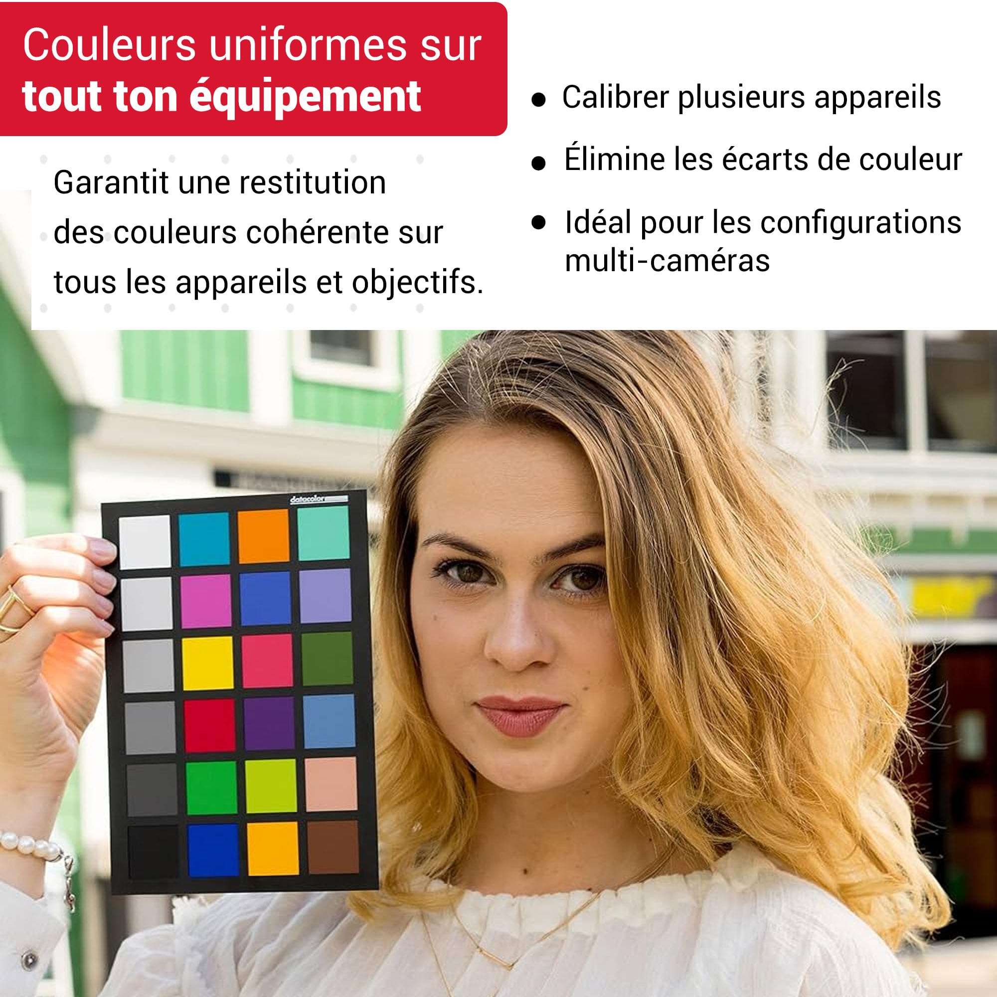 Datacolor SpyderCheckr24 - Carte couleur pour le calibrage des caméras avec 24 patchs couleur, Noir