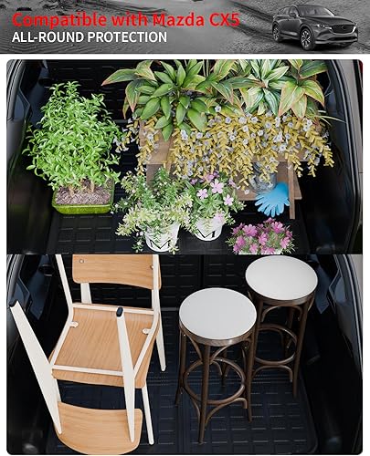 Miniatura 5 de Tapete de carga compatible con Mazda CX5 2023, 2024, 2025, alfombrilla de maletero de elastómero termoplástico, protector de asiento trasero para