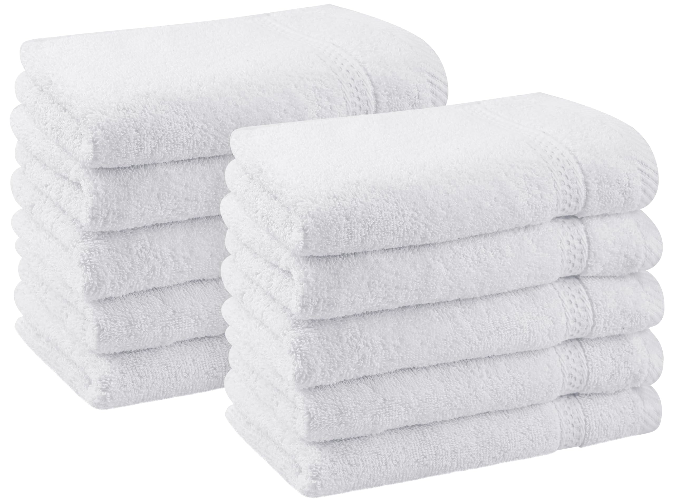 Utopia Towels - Set Premium di 10, Asciugamani Per Ospiti, 30 x 50 cm Asciugamani Per Viso e Mani Con Gancio, Asciugamani Per Bidet Altamente Assorbenti, 100% Cotone (Bianco)