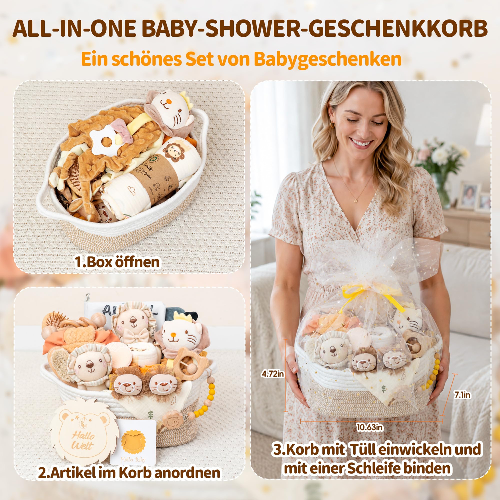 Geschenk zur Geburt Junge, Baby Shower Geschenk mit Baby Kuscheldecke | Neugeborenen Geschenk mit Baby Kuscheldecke, Mütze, Holzrassel, Stoffbuch und Schnullerketten.