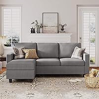 Vista 4 de HONBAY Convertible Sectional Sofa, Convertible L Shaped Couch with Reversible Chaise, Sectional Couch for Small Space Apartment, Grey