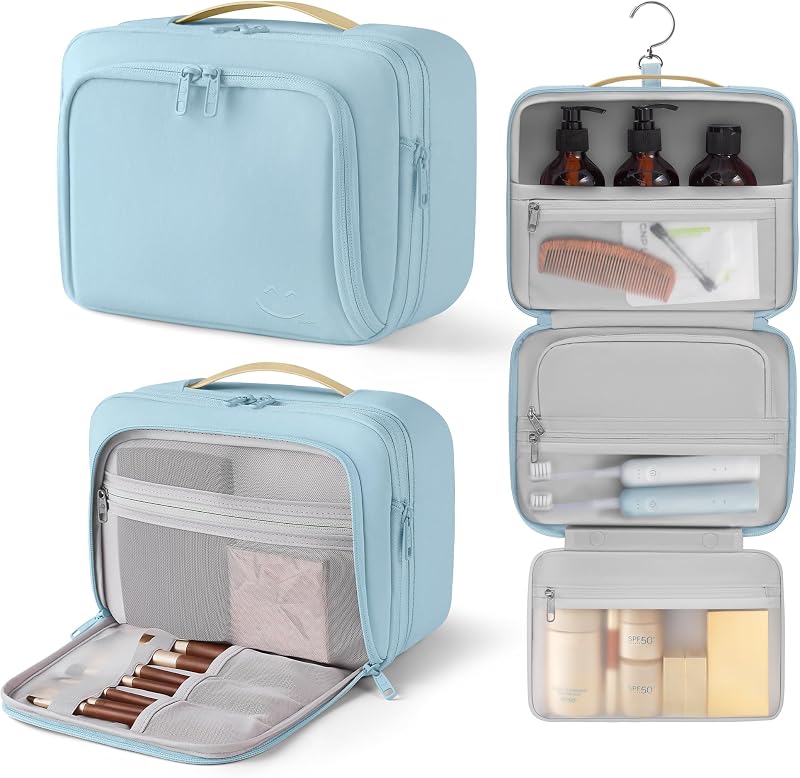 Necessaire suspensa expansível TRAVELKIN more than travel Cloud Blue com gancho