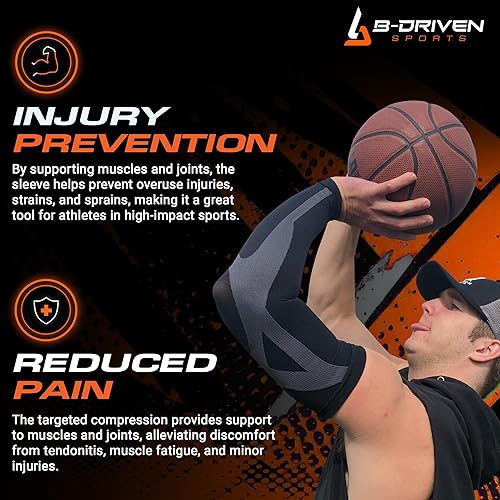 Miniatura 5 de B-Driven Sports Mangas de compresión graduadas, grado médico 20-30mmHg, para béisbol, baloncesto y más, 4 colores