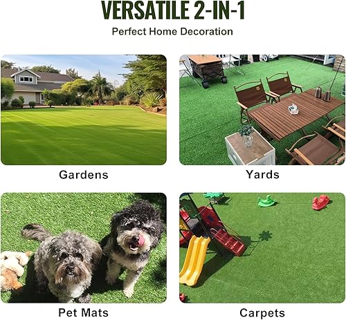Vista 6 de VEVOR Artifical Grass Turf, 6 x 10 ft Thick Grass Rug Indoor Outdoor, 1.38" Realistic Synthetic Grass Mat with Drainage Holes, Perfect for Patio
