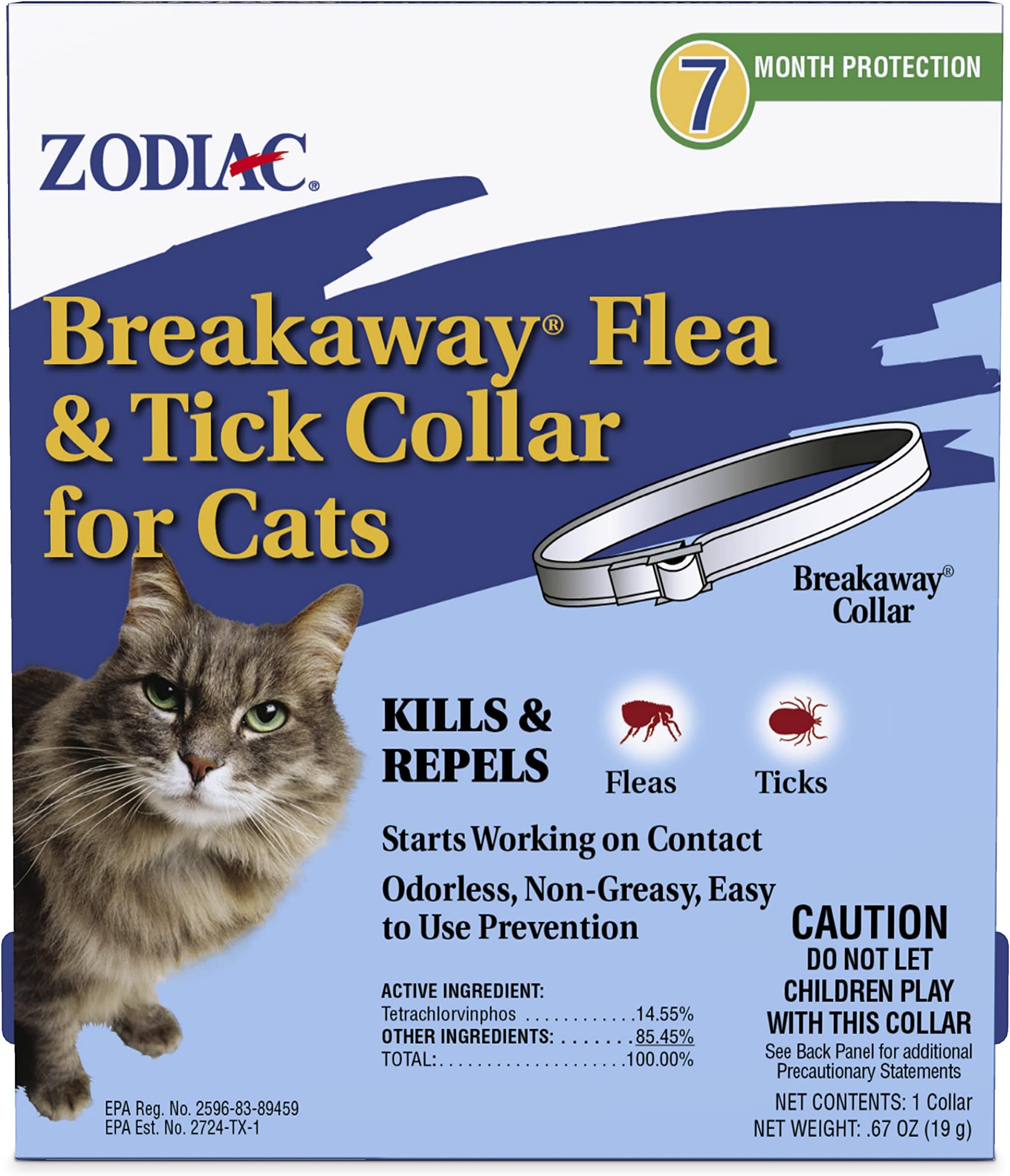 Breakaway Flea and Tick Collar for Cats, 13"