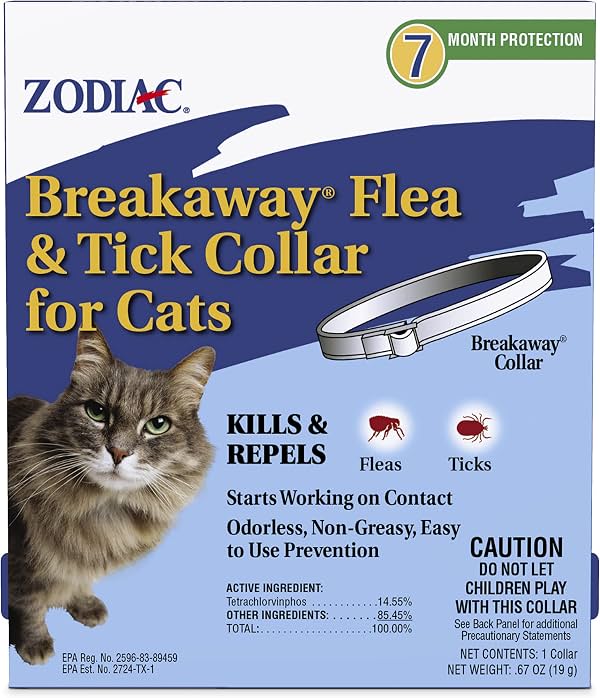 Collar Zodiac Breakaway antipulgas y garrapatas para gatos, 13"