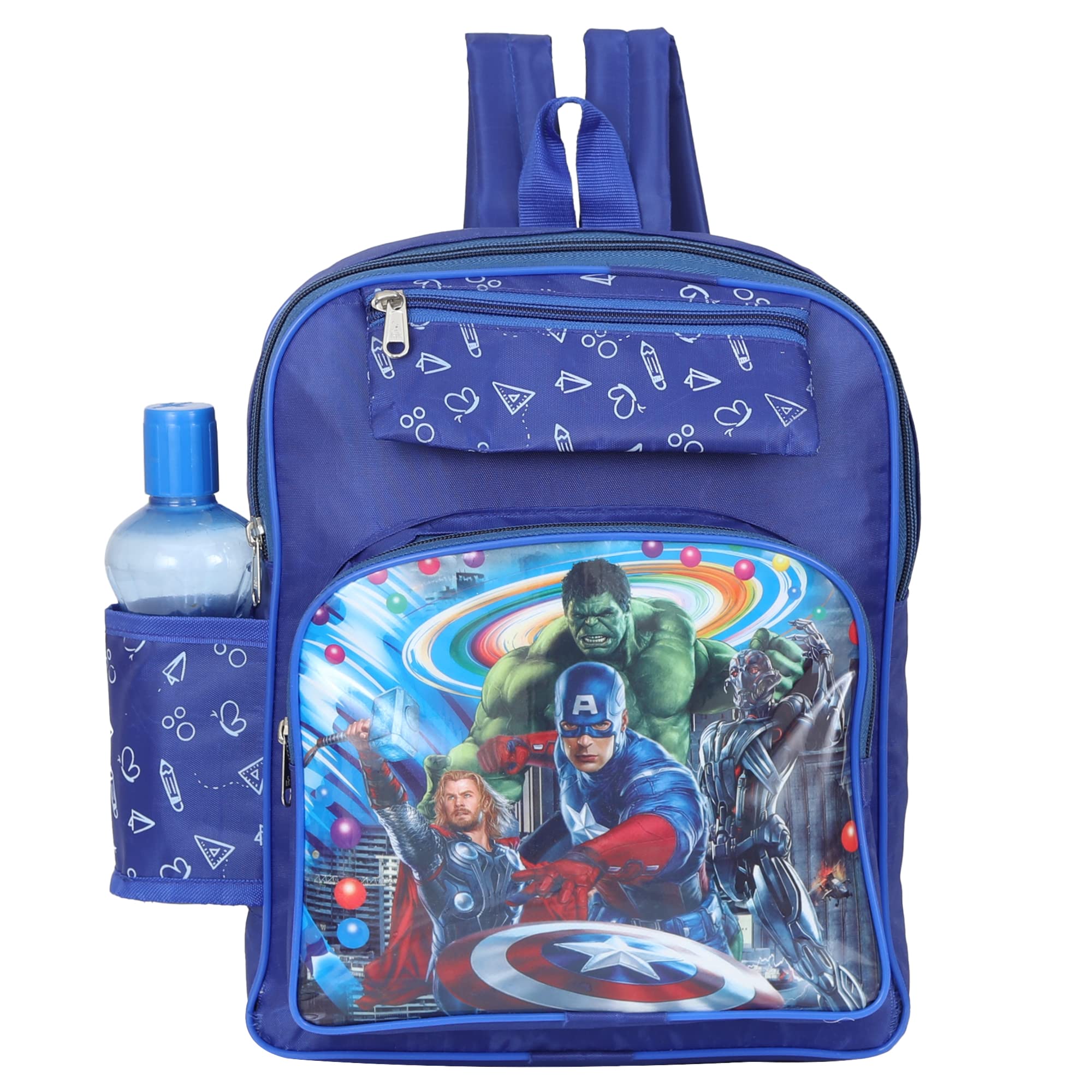 N.KNursery LKG Avenger School Bag (Blue Backpack Small Size)