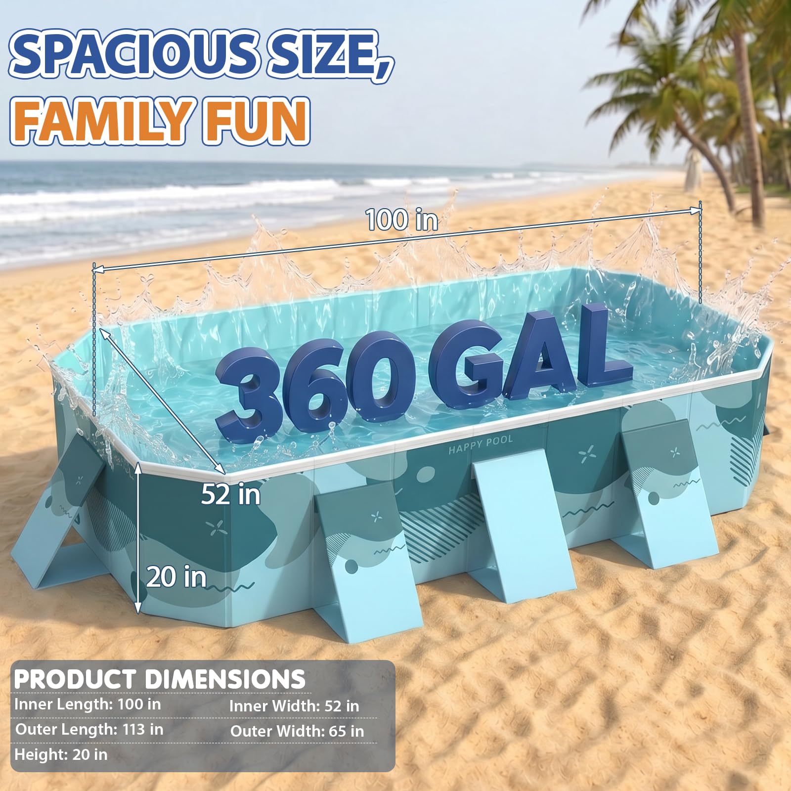 Piscina Plegable para Adultos y niños, Piscina del Lado Duro no Inflable, Piscina portátil de Gran Capacidad sobre el Suelo para el Patio Interior al Aire Libre y el jardín