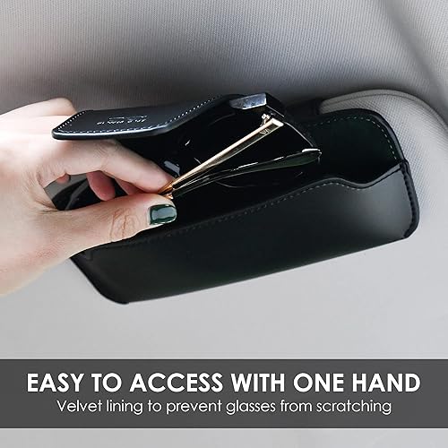 Miniatura 2 de Soporte para lentes de sol para visera de automóvil, funda de cuero vegano para lentes con clip, accesorios para visera interior automotriz