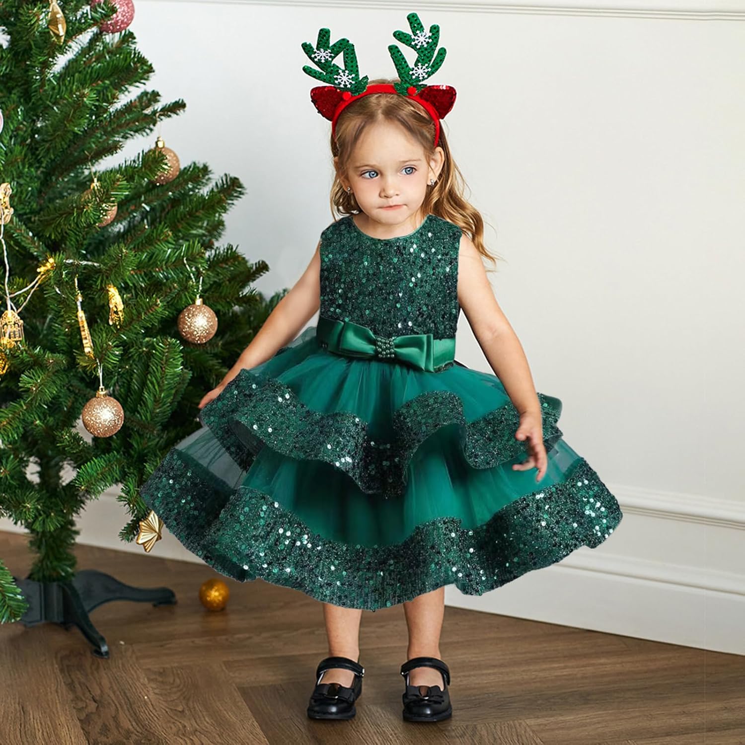 Miipat Baby Girl Pageant Dress Sequins Princess Dress Toddler Flower Wedding Birthday Party Gown Dresses 12 Months-4 Years - Image 3