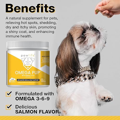 Miniatura 2 de Suplementos de aceite de pescado para perros, 60 vitaminas Omega 3 de aceite de pescado para perros, alivio de la picazón formulado por veterinarios