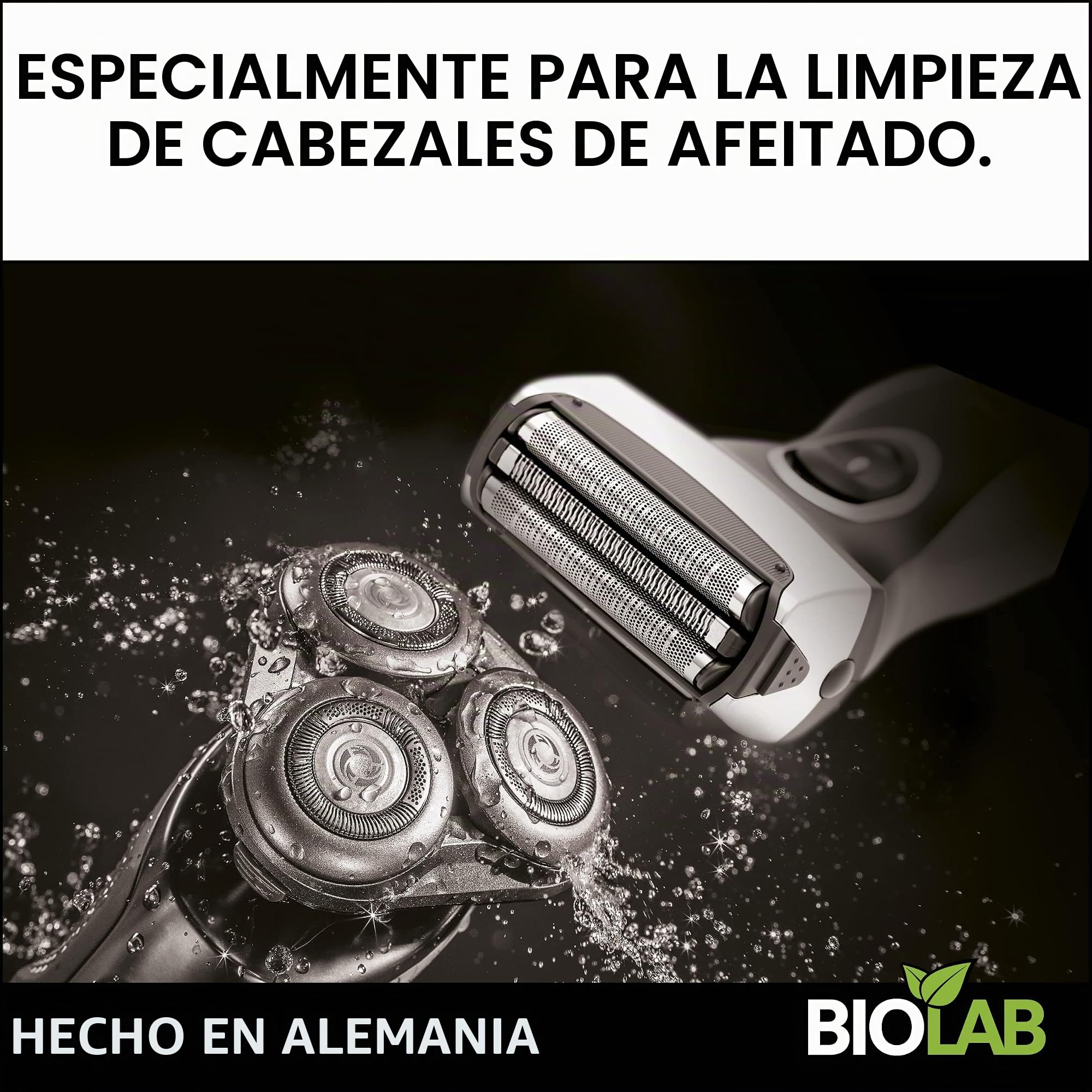 BIOLAB Limpiador de cabezales de afeitado Bio (1000 ml) líquido de recambio para Clean & Renew, apto para Braun Series, Philips cabezal de afeitado y estación de limpieza de afeitadora
